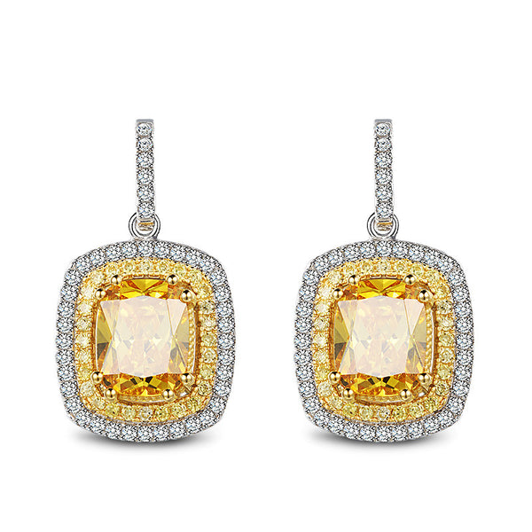 Rhodium Plated 925 Sterling Silver Moon Light Lover Earring, Yellow