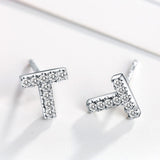 Famous " T " Sterling Silver Earring