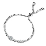 925 Sterling Silver Adjustable Simulated Diamond Bracelet