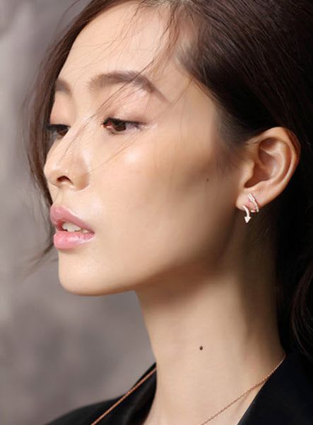 The Arrow of Love Earring, 925 Sterling Silver Plated With Rose Gold