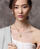 Rhodium Plated 925 Sterling Silver Moon Light Lover Necklace,  Yellow