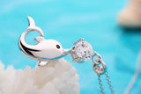 925 Sterling Silver Dolphin Kiss Pendant With AAA Zircon