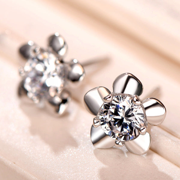 925 Sterling Silver Flower Earrings