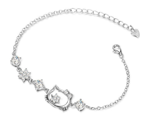 925 Sterling Silver Kitty Cat Bracelet.