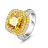 Rhodium Plated 925 Sterling Silver Moon Light Lover Ring, Yellow