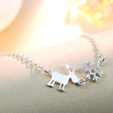 925 Sterling Silver Snowflake Reindeer Necklace