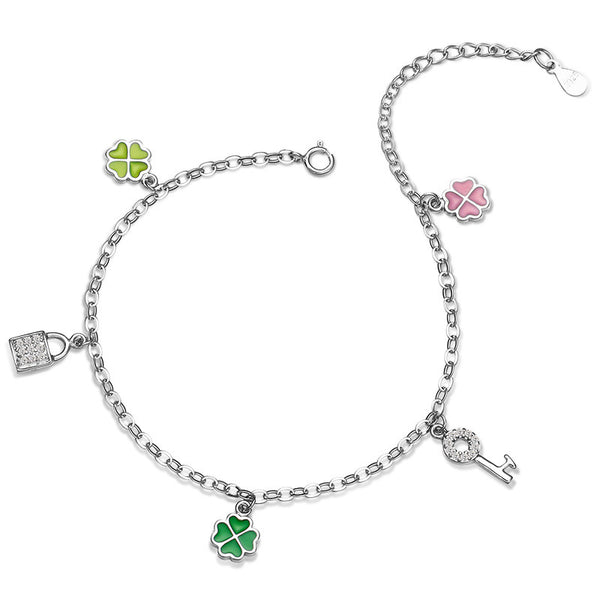 925 Sterling Silver Five Charms Anklet