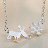 925 Sterling Silver Snowflake Reindeer Necklace