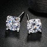 925 Sterling Silver Plated with 14k Gold 4 Prong Pure Brilliance Swarovski Zirconia Stud Earring