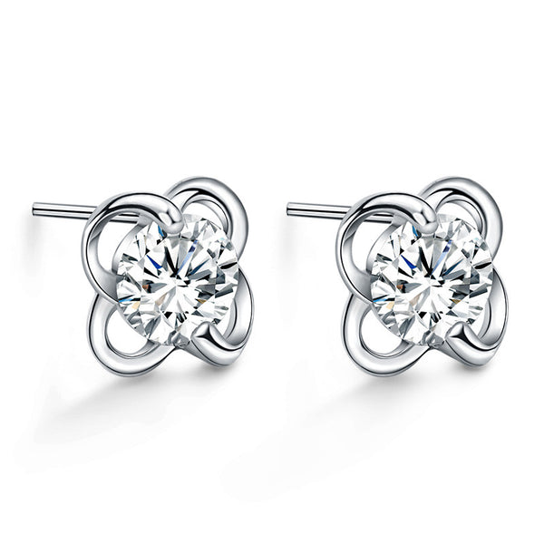 925 Sterling Silver 4-Leaf Clover Stud Earring