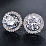 925 Sterling Silver Victoria Deco Round Halo Stud Earring