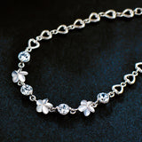 925 Sterling Silver Timeless Sparkling Flower Bracelet, with simulated diamonds