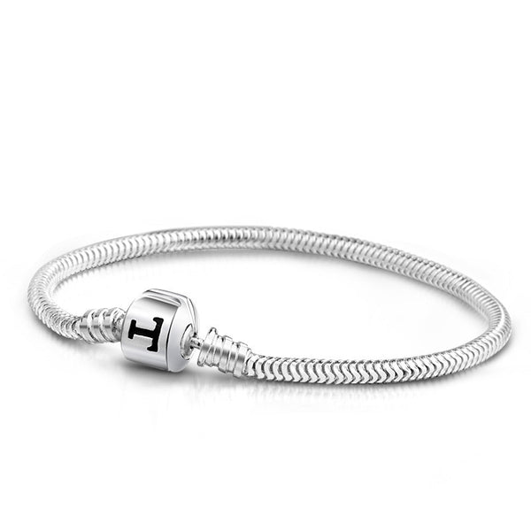 Letter "T" Silver Clasp Charm Bracelet