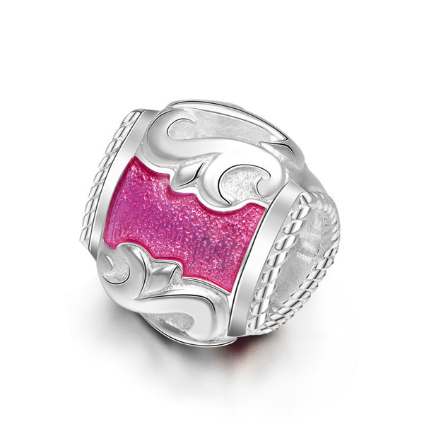 Pink Enamel 925 Silver Charm