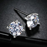 925 Sterling Silver Plated with 14k Gold 4 Prong Pure Brilliance Swarovski Zirconia Stud Earring