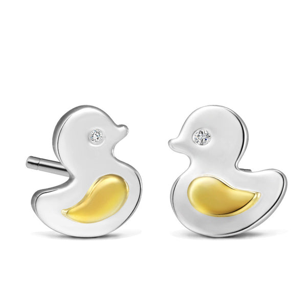 925 Sterling Silver Little Duck Earring