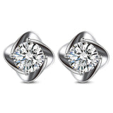 925 Sterling Silver Flower Simulated Diamond Stud Earring