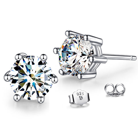 925 Sterling Silver Round Simulated Diamond Earrings