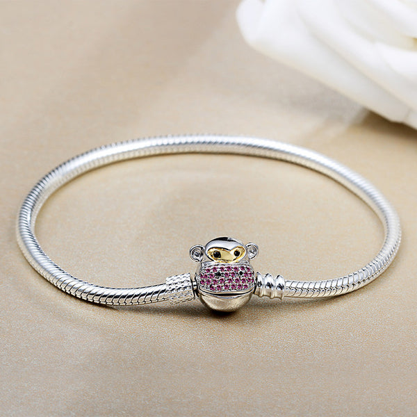 925 Sterling Silver Monkey head Charm bracelet