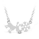925 Sterling Silver Snowflake Reindeer Necklace