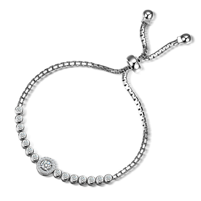 Sweetrain Real Moissanite Tennis Bracelet for Women 925 Sterling Silver  Princess Cut Diamond Bracelets Wedding Fine Jewelry GRA