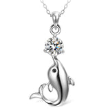 925 Sterling Silver Dolphin Kiss Pendant With AAA Zircon