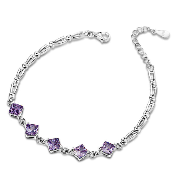 925 Sterling Silver Bracelet With AAA Purple Zirconia