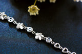925 Sterling Silver Timeless Sparkling Flower Bracelet, with simulated diamonds