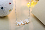 925 Sterling Silver Snowflake Reindeer Necklace