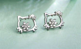925 Sterling Silver Kitty Cat Earring