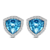925 Sterling Silver Triangular Blue Crystal Earring