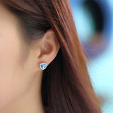 925 Sterling Silver Triangular Blue Crystal Earring