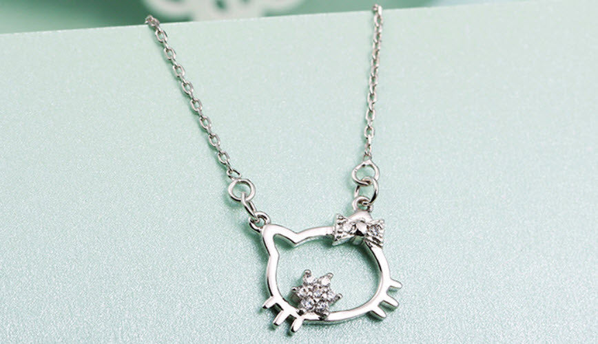 Kimora Lee Simmons HELLO KITTY Sanrio Diamond & 18k White Gold Necklace  Pendant - Brilliance Jewels