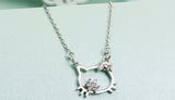 925 Sterling Silver Hello Kitty Necklace With Simulated Diamond