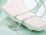 925 Sterling Silver Hello Kitty Necklace With Simulated Diamond