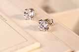 925 Sterling Silver 4 Prong Simulated Diamond Stud Earring, 6mm 1.0 carat each