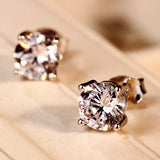 925 Sterling Silver 4 Prong Simulated Diamond Stud Earring, 6mm 1.0 carat each